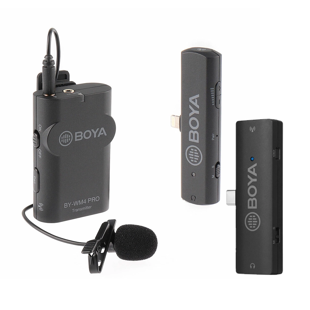 BOYA BY-WM4 PRO-K3 Digital Wireless Omni Lavalier Microphone System for  iOS & Type-C Devices KIT(2.4 GHz) (Neck mic. Wireless)