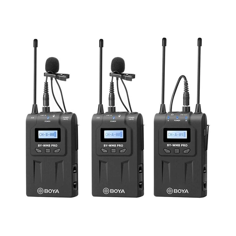 Boya-BY-WM8 PRO-K2 UHF Dual-Channel Wireless Microphone System(Neck mic. Wireless)