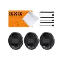 K&F SKU.1998 (SKU.2075) 82mm Camera Center Pinch Lens Cap with Lens Cap Leash*3+Cleaning Cloth*3+Anti-lost Rope*3 for Canon Nikon Sony Olympus Fujifilm Pentax Panasonic Leica