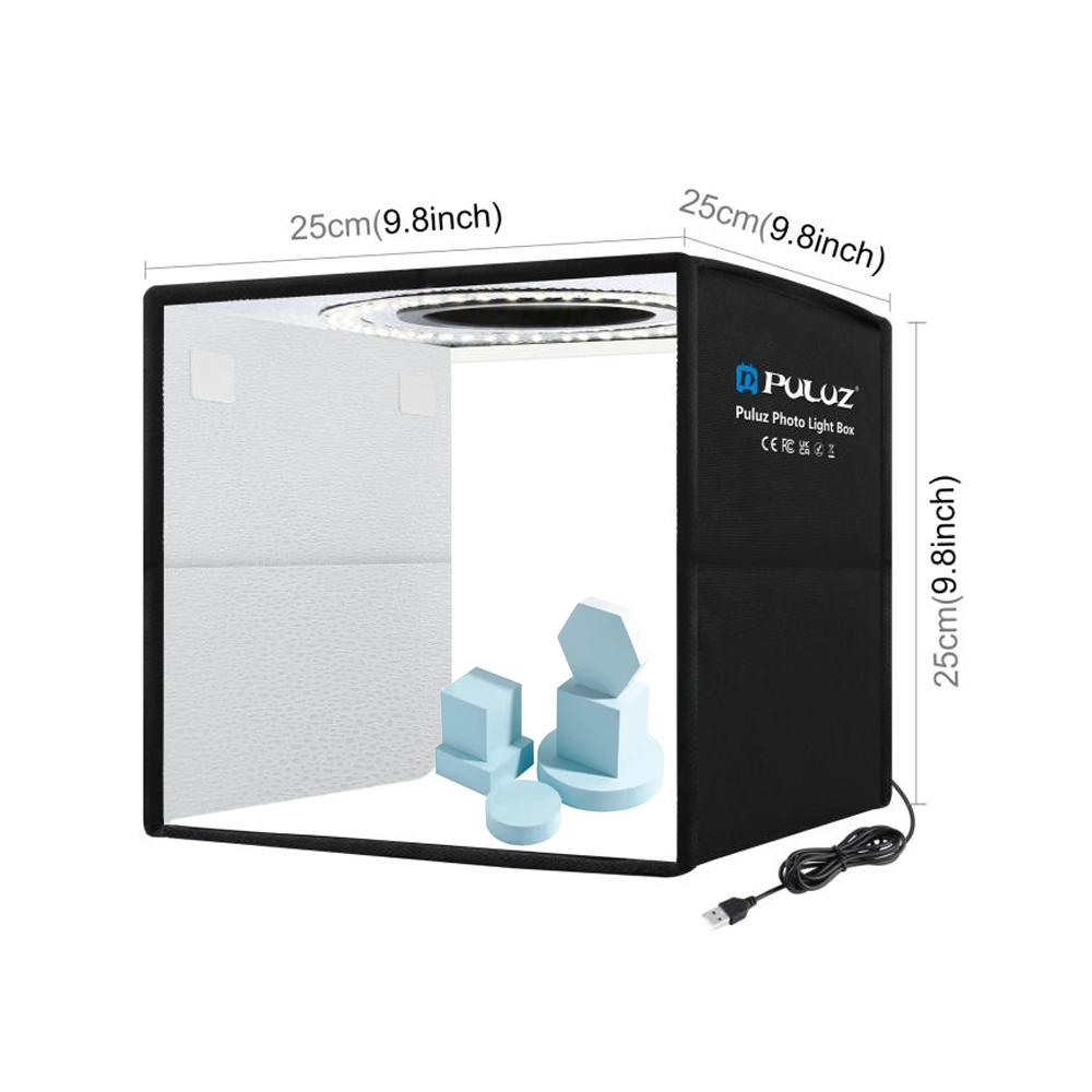 QPS-25cm Flodable LED Ring Light Studio Box With Props Cube Foam