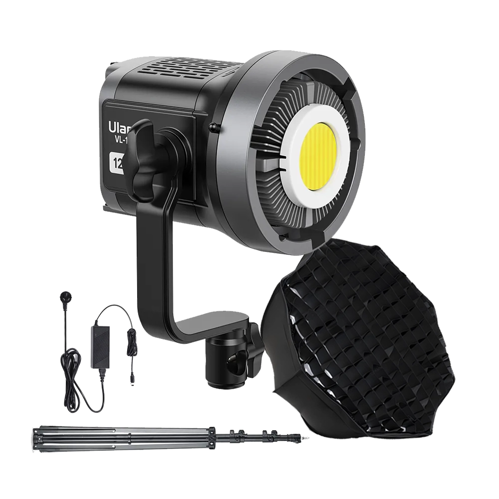 QPS-ULANZI VL120BI 120W Bi-color V-Mount Video Light with SoftBox 60cm &Light Stand