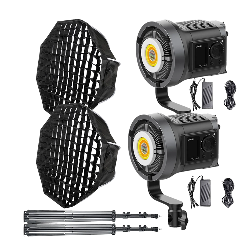 QPS-ULANZI VL120C 120W RGB Video Light with SoftBox 90cm &Light Stand 2kit