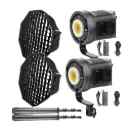 QPS-ULANZI VL120C 120W RGB Video Light with SoftBox 90cm &Light Stand 2kit
