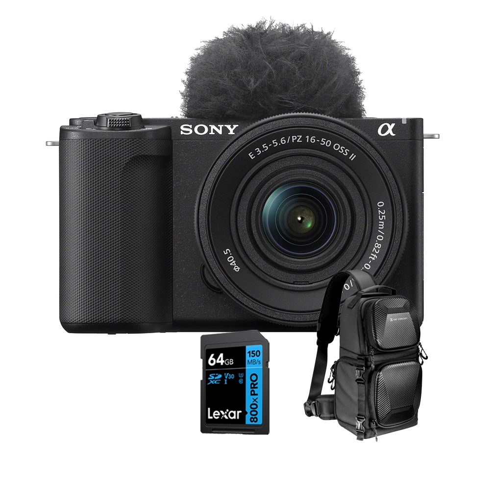 Sony ZV-E10 II Mirrorless Camera with 16-50mm Lens& Memory Card& BackBag