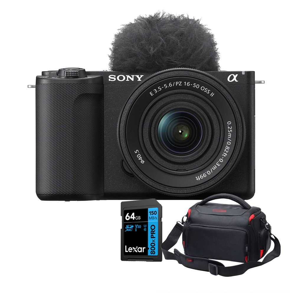 Sony ZV-E10 II Mirrorless Camera with 16-50mm Lens& Memory Card& Shoulder Bag