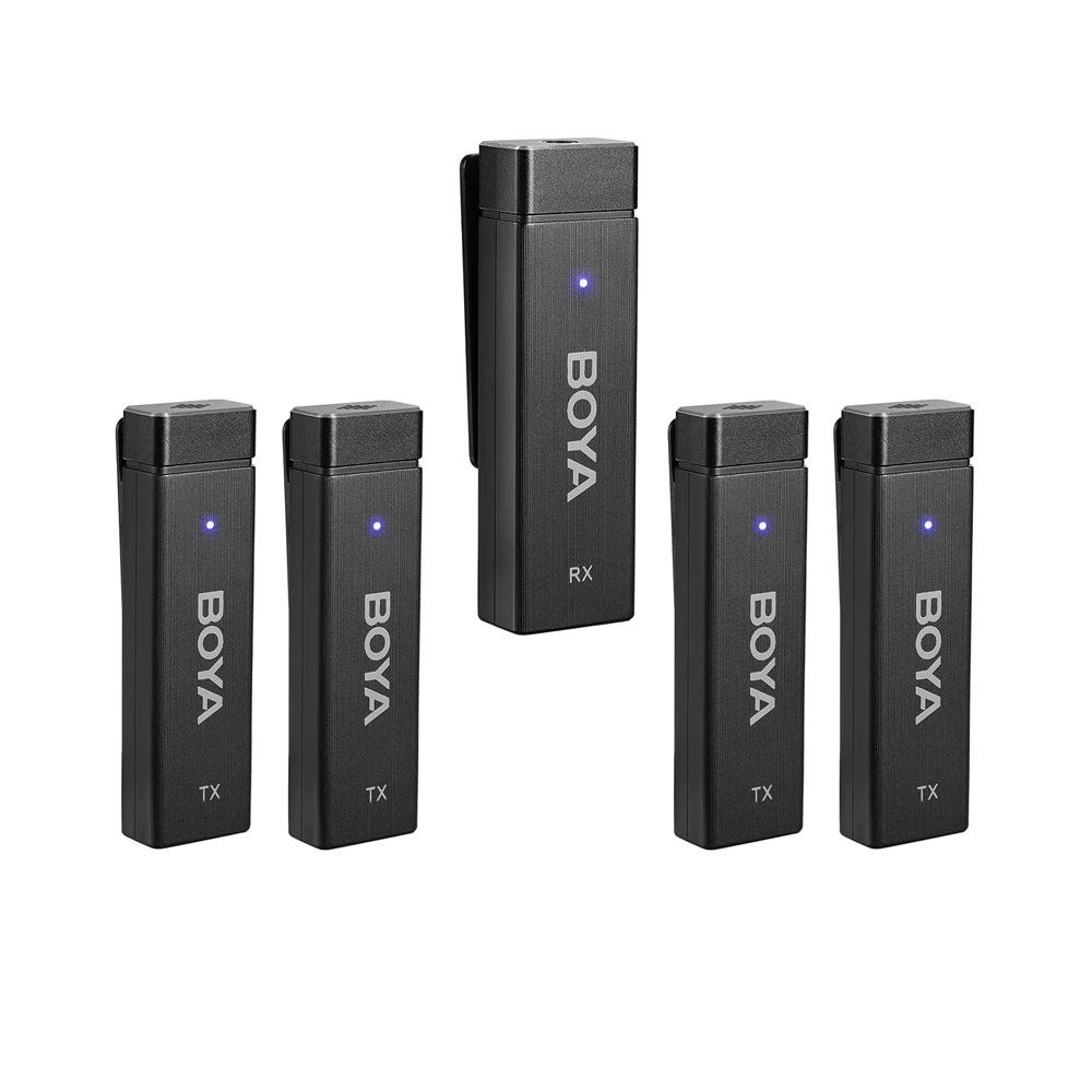 BOYA W4 4-Channel Wireless Lavalier Microphone System, (Neck mic. Wireless)