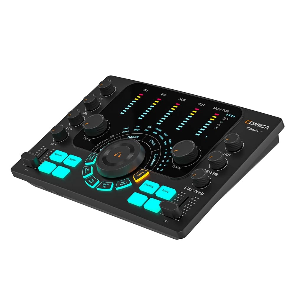 COMICA ADCaster C2 Audio Interface with Individual Control, Voice Changer, Customized Sound Pad and Bluetooth Connection