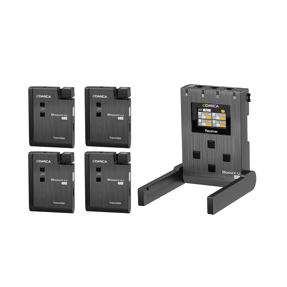 COMICA Boom X-U QUA 4-group Multi-Function Mini UHF Wireless Microphone for Camera