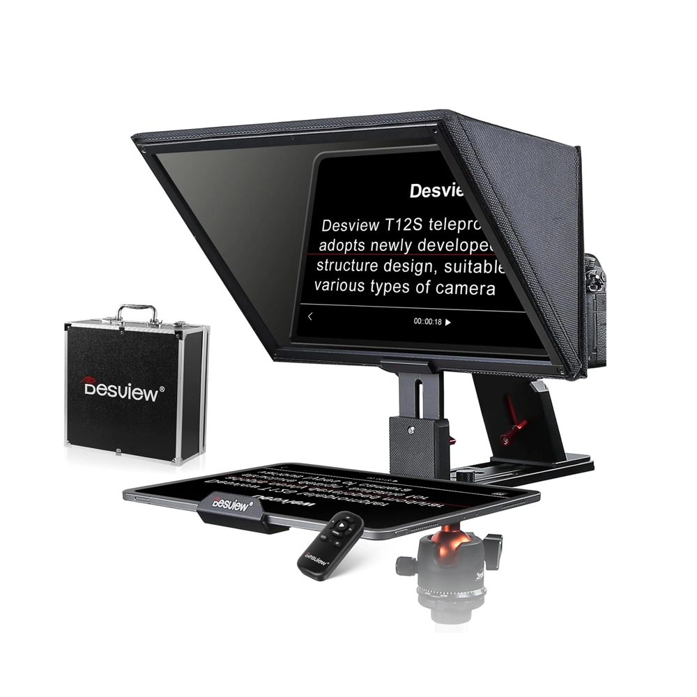 DESVIEW T12S (32.7cm) Teleprompter with Remote Control for Camera