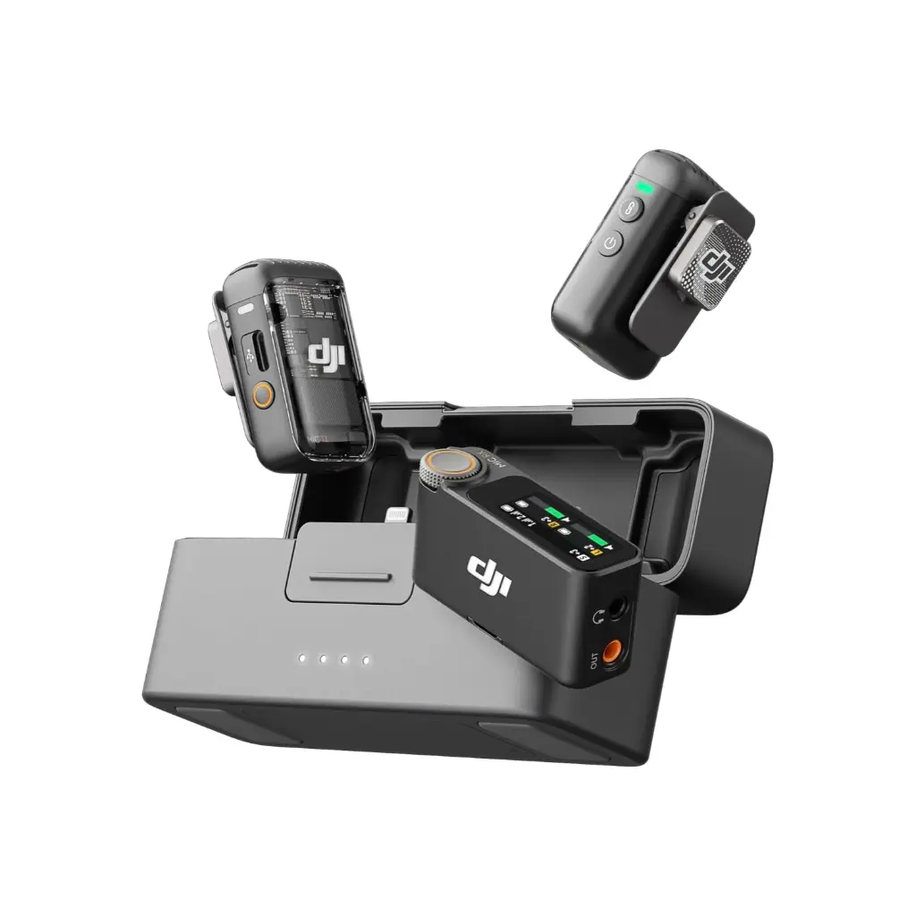 DJI MIC 2  All-in-one Wireless Microphone 2PERSONES Internal Recording  for iPhone, Android, Camera (Neck mic. Wireless)