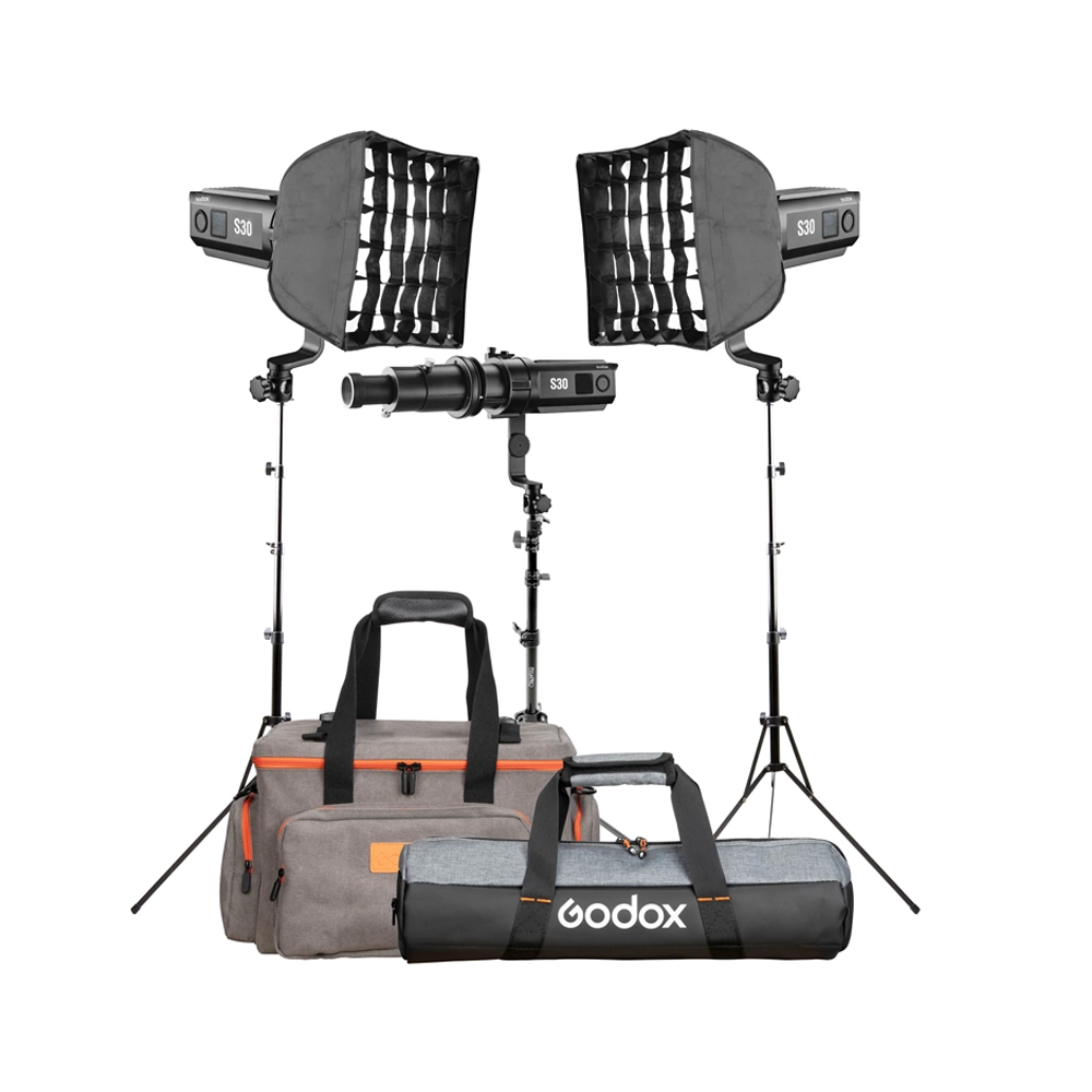 GODOX  S30 - 3HEADS SA-D  Focusing Spot LED Light 3kit