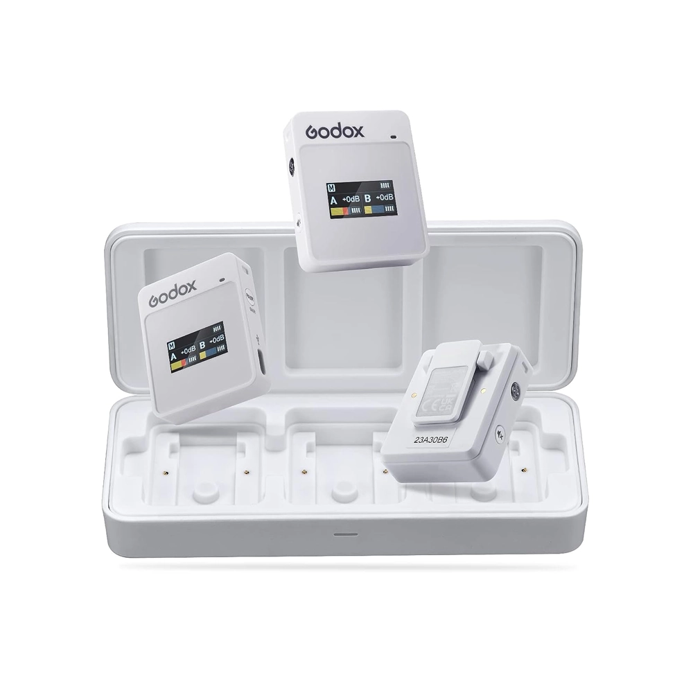 GODOX MoveLink II M2 White Compact Wireless Microphone System for Cameras & Smartphones with 3.5mm (2.4 GHz, ) (Neck mic. Wireless)