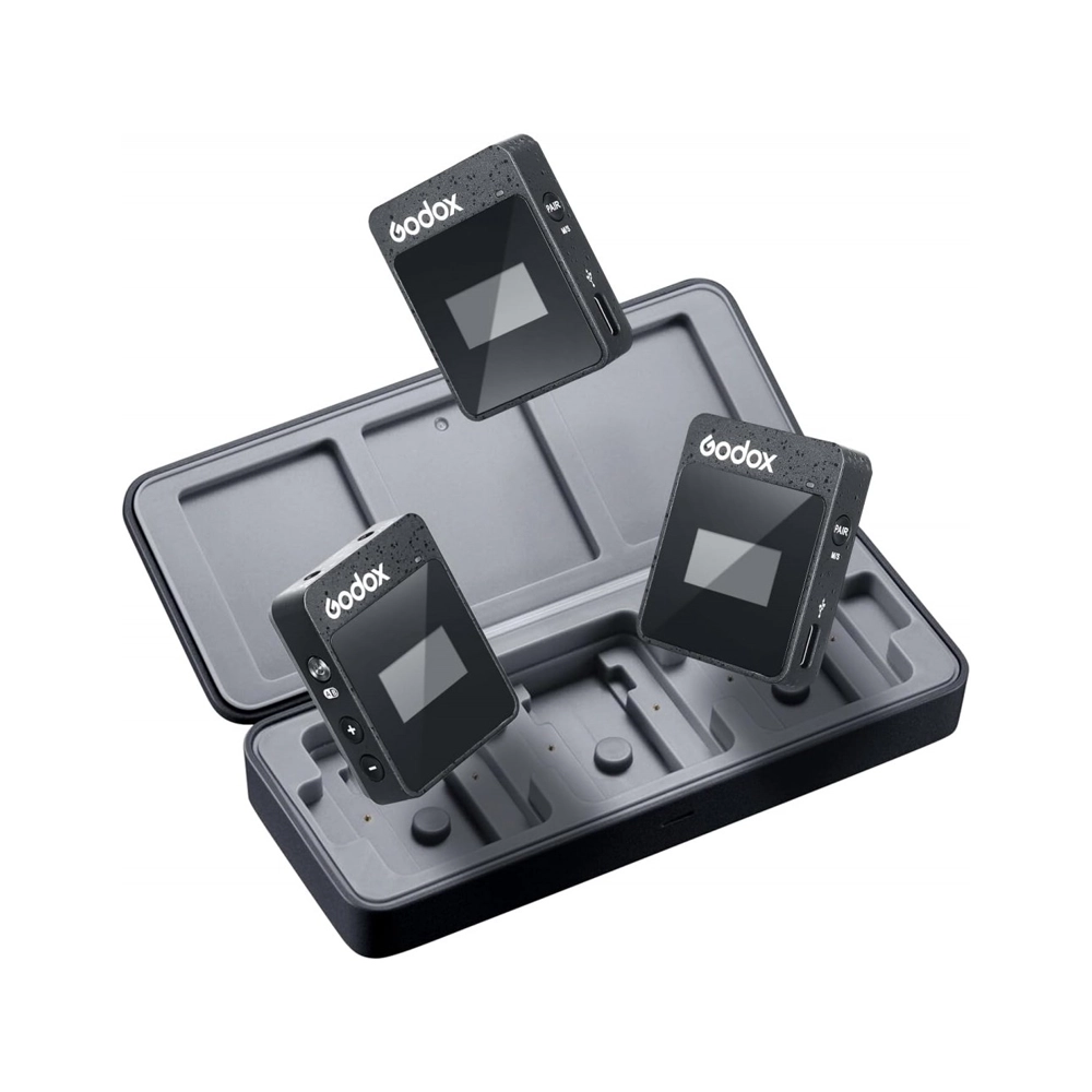 Godox MoveLink II M2 Compact Wireless Microphone System with 3.5mm (2.4 GHz, Black) Dual Persons (Neck mic. Wireless)