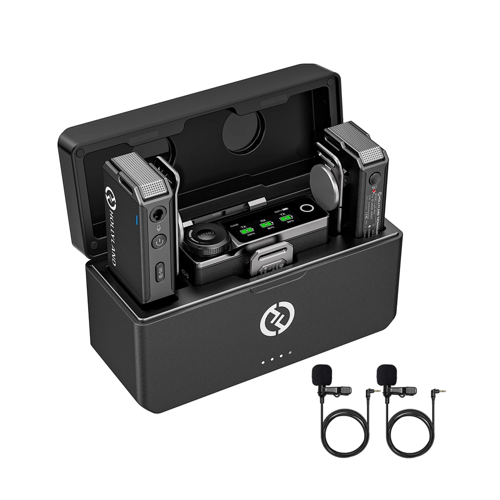 HOLLYLAND LARK MAX All-in-One Wireless Microphone System (2.4 GHz, Black) with neck mic wire (Neck mic. Wireless)