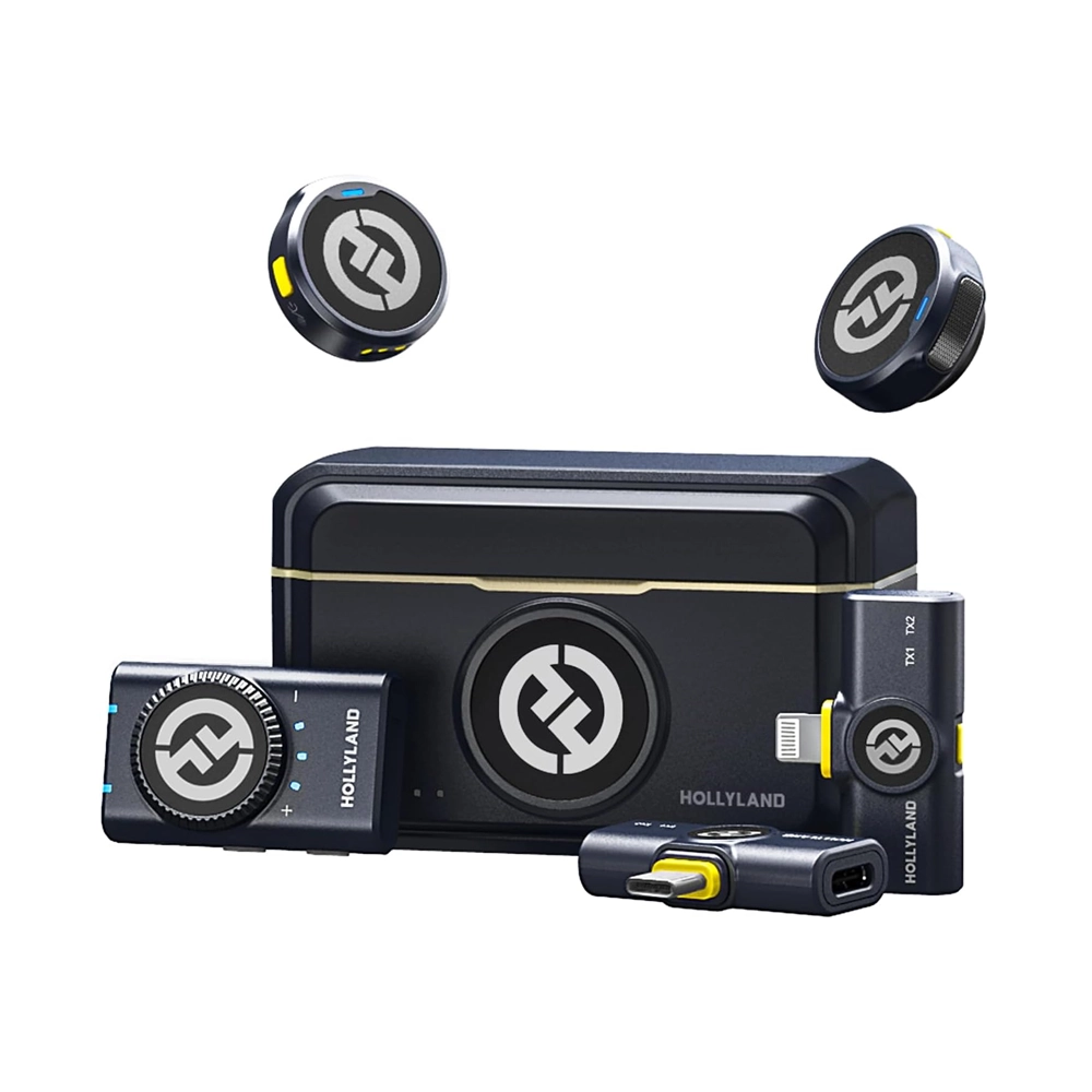 HOLLYLAND Lark M2 DUO COMBO (Black) All in One  Wireless Microphone System For Camera / Smart Phone (neck Mic.)