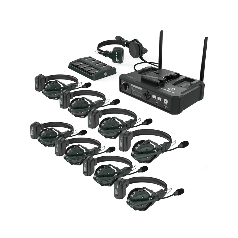 HOLLYLAND Solidcom C1-8S Full-Duplex Wireless DECT Intercom System with 9 Headsets and HUB Base (1.9 GHz)