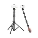 JMARY MT45 Selfie Stick Tripod 168cm Extendable Travel Tripod Stand with Phone Clip