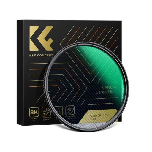 [K&F] KF01.2102 82mm  Blue Streak MRC Nano-X Series Filter (2mm) Optical Glass Ultra-clear Waterproof Anti-Scratch Anti-Reflection Green Film
