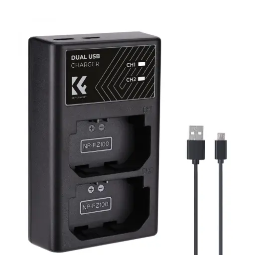 [K&F] KF28.0010 NP-FZ100 Dual Slot Battery Charger Type-C for Sony Alpha