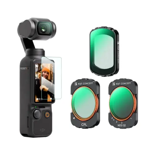 [K&F] SKU.2148 for DJI Osmo Pocket 3 CPL ND2-32 Black Diffusion1/4 Nano-X Series Magnetic Filter Set, Multi-Coated/HD Optical Glass / Gimbal Compatible