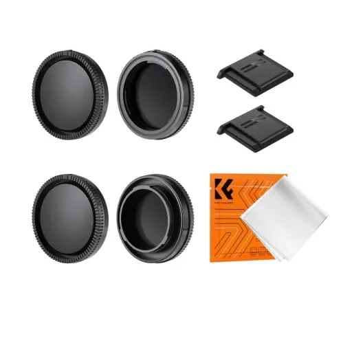 [K&F] SKU.2222 Lens cap &Body cap for Sony E-mount Body Cap*2 + Lens Rear Cap*2 + Hot Shoe Cap*2 + Cleaning Cloth*1