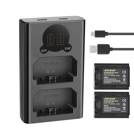 [NEEWER] NEEWER NP-FZ100 SONY 2 REPLACEMENT BATTERY 7.2v 2280mAh with Type C CHARGER SET (10103229) 9956
