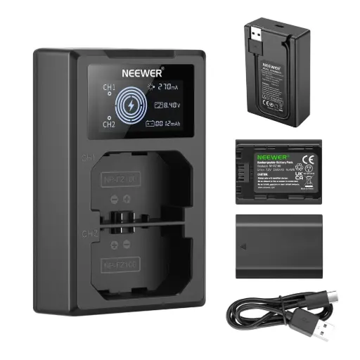 [NEEWER] NEEWER NP-FZ100 SONY 2 REPLACEMENT BATTERY 7.2v 2280mAh with Type C CHARGER SET(10103232) 9956