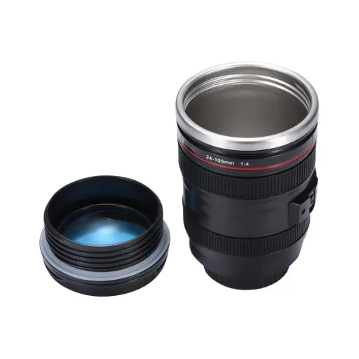[QARTAJ] Generic Stainless Steel Liner Camera Lens Mug For Coffee Milk Water