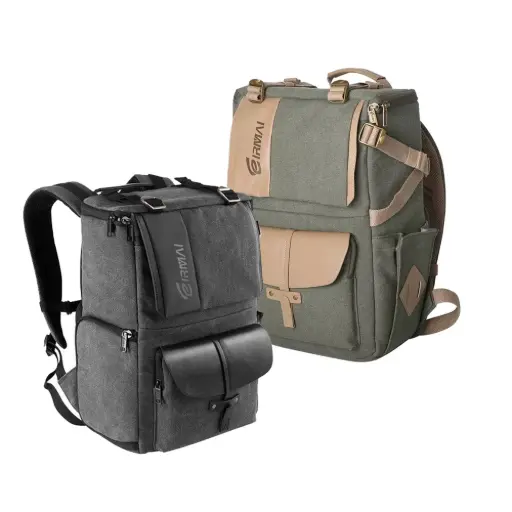 [BAG-EIRMAI] EIRMAI EMB-SD06  Canvas Photography Backpack  with Rain Cover 27x41x16