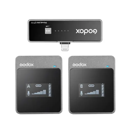 [GODOX-NECK MIC] GODOX MoveLink LT2 Compact 2-Person Digital Wireless Microphone System for IOS Smartphones & Tablets with Lightning (2.4 GHz) (Neck mic. Wireless)